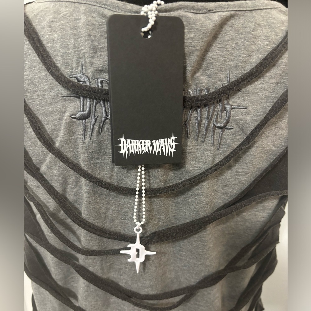 NWT Dolls Kill / Darker Wavs Tempo Unisex Shredded Tank Top - Picture 5 of 5